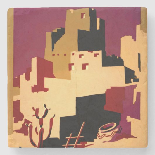 西部南西プエブロWPAナショナル ストーンコースター (正面)