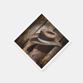 西部地方の茶色のバーウッドカウボーイブーツ スタンダードカクテルナプキン (角)