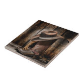 西部地方の茶色のバーウッドカウボーイブーツ タイル (側面)