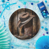 西部地方の茶色のバーウッドカウボーイブーツ ペーパープレート (パーティー)