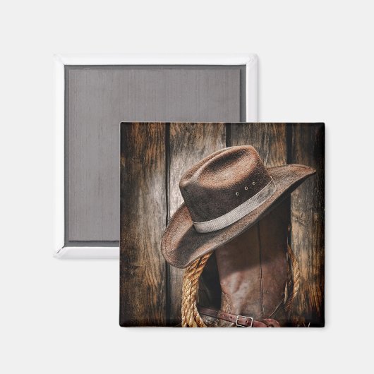 西部地方の茶色のバーウッドカウボーイブーツ マグネット (正面/裏面)