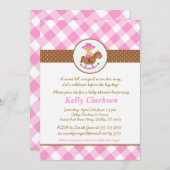 西部女性のカーボーイのベビーシャワーの招待状のピンクの女の子 招待状 (正面/裏面)