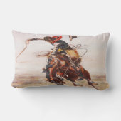 西部強く反対する馬のヴィンテージの野生の西のカウボーイ ランバークッション (裏面)