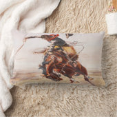 西部強く反対する馬のヴィンテージの野生の西のカウボーイ ランバークッション (ブランケット)