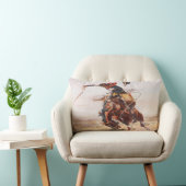 西部強く反対する馬のヴィンテージの野生の西のカウボーイ ランバークッション (椅子)