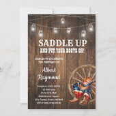 西部愛国的な誕生日国赤白青 招待状 (正面)