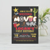 西部映画の夜の誕生日パーティー招待状 招待状 (スタンド正面)