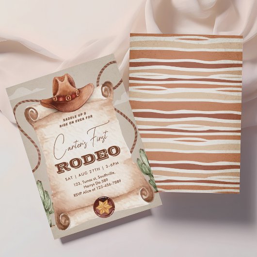 西部最初のロデオ ワイルドウェストカウボーイブラウン 招待状