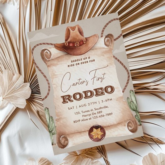 西部最初のロデオ ワイルドウェストカウボーイブラウン 招待状