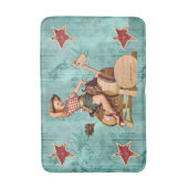 西部木の馬のヴィンテージの女性のカーボーイ バスマット (正面縦)