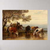 西部牛ヴィンテージ牧場絵画のポスター ポスター (正面)