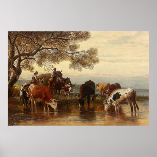 西部牛ヴィンテージ牧場絵画のポスター ポスター (正面)