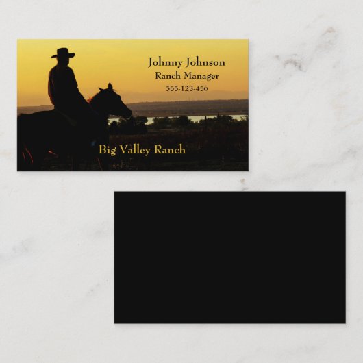 西部牧場カウボーイの日没の名刺 名刺 (正面/裏面)