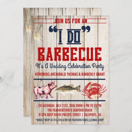 "西部私は"結婚式のパーティの招待状をバーベキューで料理します 招待状 (正面/裏面)