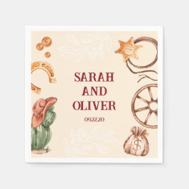 西部美しい素朴な茶色結婚の スタンダードカクテルナプキン