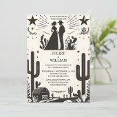 西部荒野ロデオレトロ馬の牧歌的なウェディング 招待状 (スタンド正面)