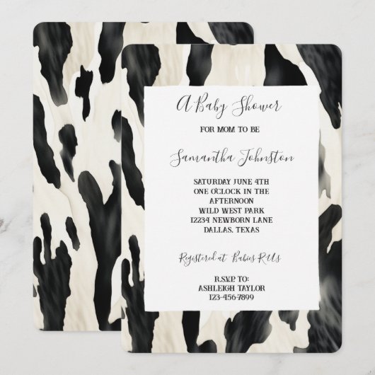 西部農業動物の牛 招待状 (正面/裏面)