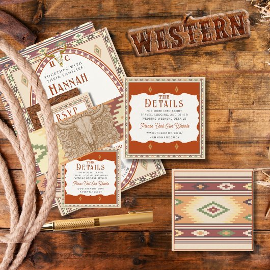 西部開拓時代のウェディング詳細カード エンクロージャーカード