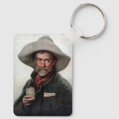 西部開拓時代の酒場にいるスペイン風のランチェロカウボーイ キーホルダー (裏面)