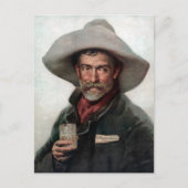 西部開拓時代の酒場にいるスペイン風のランチェロカウボーイ ポストカード (正面)