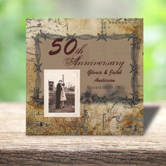 西部風のカントリーな50周年結婚記念日 招待状