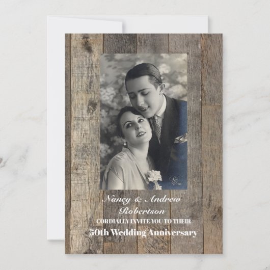 西部風の田舎 50周年結婚記念日 招待状 (正面)