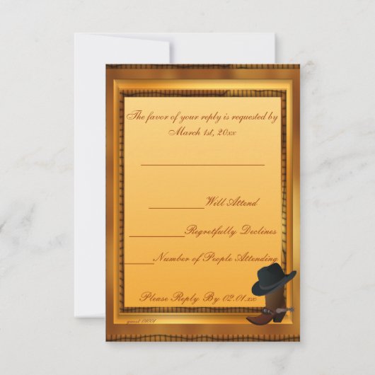 西部風テーマ 招待状 (裏面)