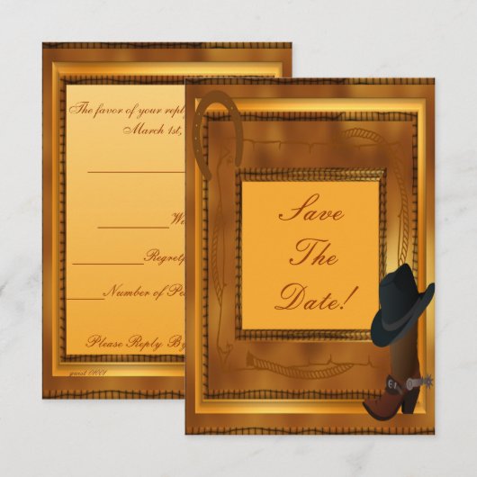 西部風テーマ 招待状 (正面/裏面)