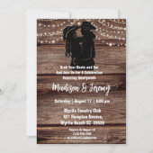 西部風景のシルエット ストリング ライト バーン 招待状 (正面)