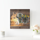 西部馬車馬蹄型カウボーイブーツ スクエア壁時計 (ホーム)