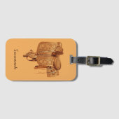 西部，サドル，女性のカーボーイ，乗馬 ラゲッジタグ (正面横)