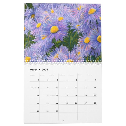 西部COの野生の花のスケッチのカレンダー カレンダー (3月 2026)