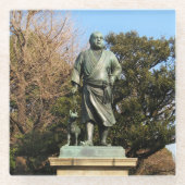 西郷隆盛（最後の侍）・犬像 ガラスコースター (正面)