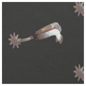 西銀のカウボーイが黒に拍車 ファブリック (クローズアップ)