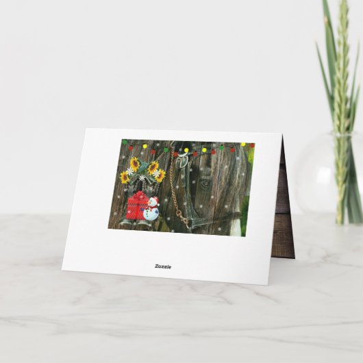 西霜の降りた聖降誕祭雪だるまと馬 シーズンカード (裏面)