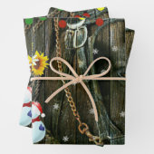 西霜の降りた聖降誕祭雪だるまと馬 ラッピングペーパーシート (インサイチュ)