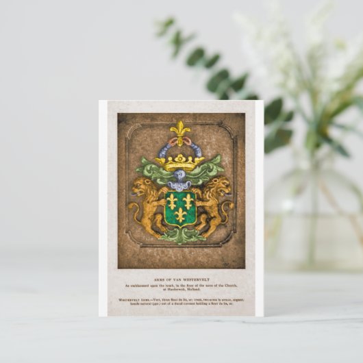 西風オランダ家族の紋章。 ポストカード (スタンド正面)