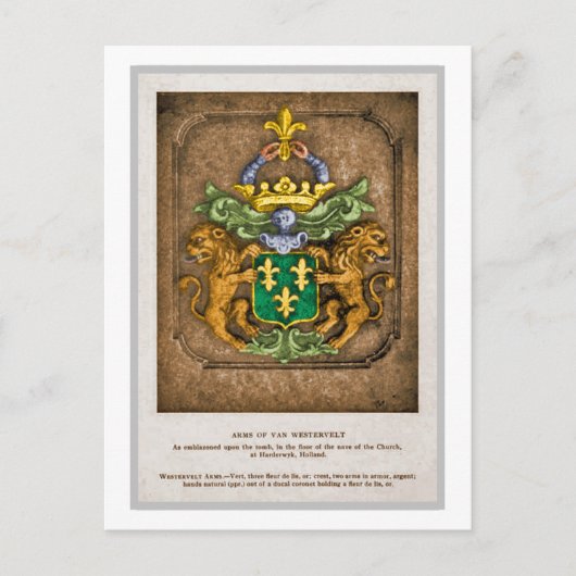 西風オランダ家族の紋章。 ポストカード (正面)