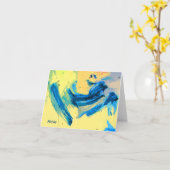 "西風"の青および黄色のカラフルなメッセージカード カード (黄色い花)