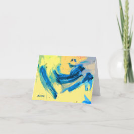 "西風"の青および黄色のカラフルなメッセージカード カード