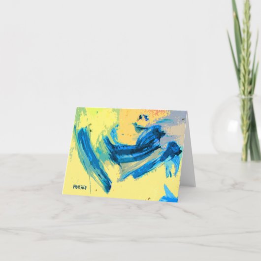 "西風"の青および黄色のカラフルなメッセージカード カード (正面)