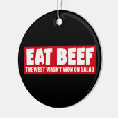 西食べ部の牛肉がサラダバンパーで獲得されておもしろいいない セラミックオーナメント (左)
