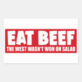 西食べ部の牛肉がサラダバンパーで獲得されておもしろいいない 長方形シール (正面)
