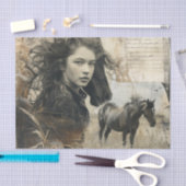 西馬と女の子のステンドデコパージュ 薄葉紙 (クラフト)