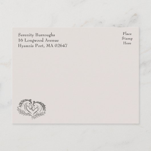 西馬の国の結婚式の日素朴付を保存 案内ポストカード (裏面)