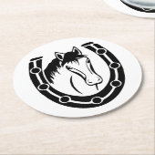 西馬の国の結婚式の馬蹄形素朴 ラウンドペーパーコースター (アングル)