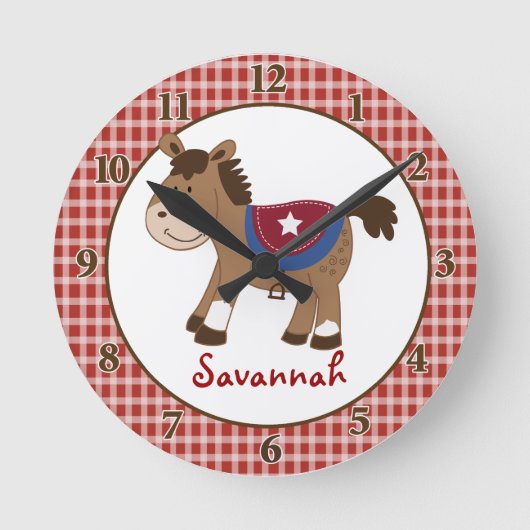 西馬壁時計 – 名前を追加 ラウンド壁時計 (正面)