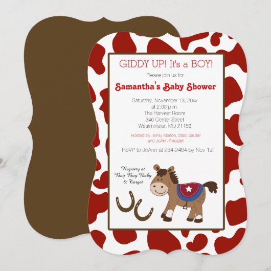 西馬牛プリントダイカット招待状 招待状 (正面/裏面)