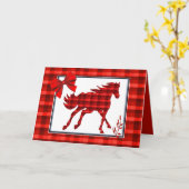 西馬赤い格子縞デニフェイクム カード (黄色い花)