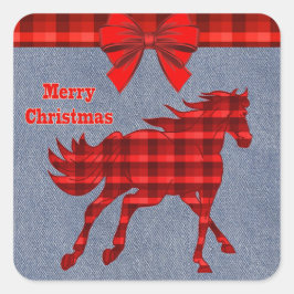 西馬赤い格子縞デニフェイクム スクエアシール